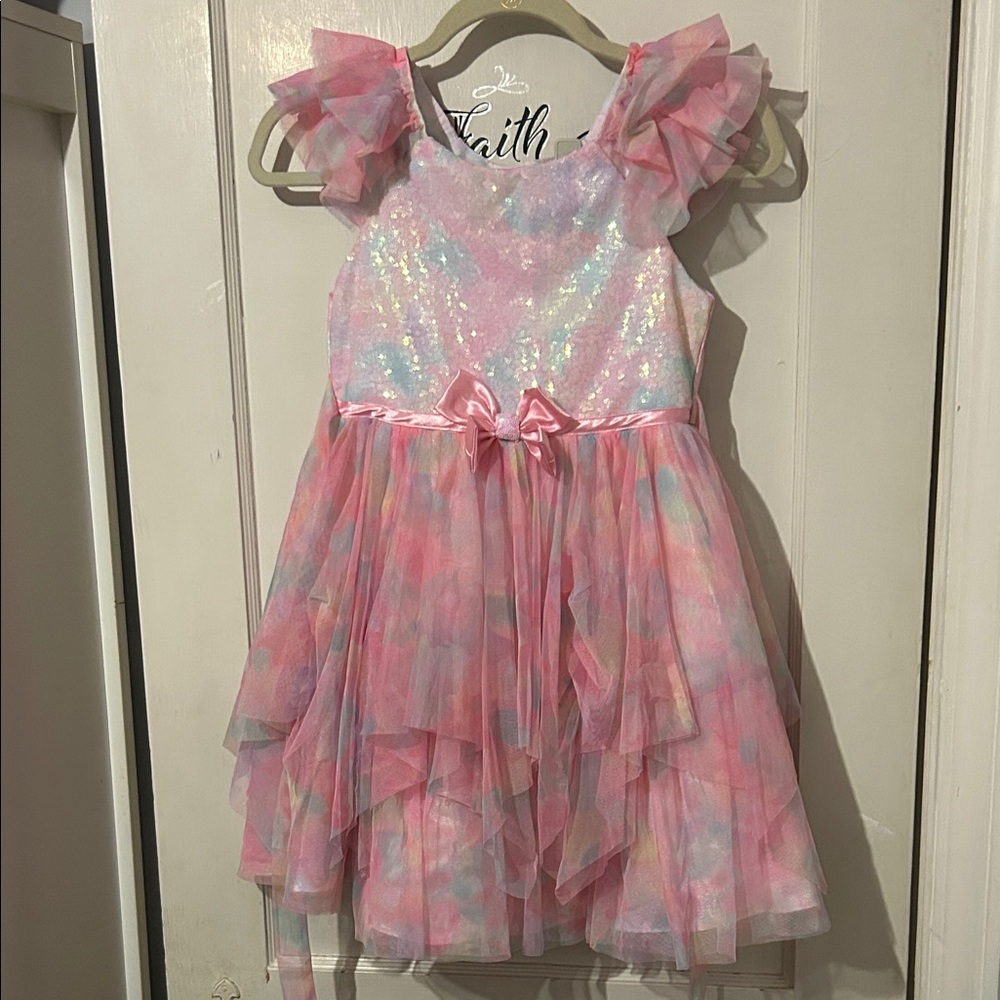 Jona Michelle Pink and Blue Sequin Kids Costume Dress
